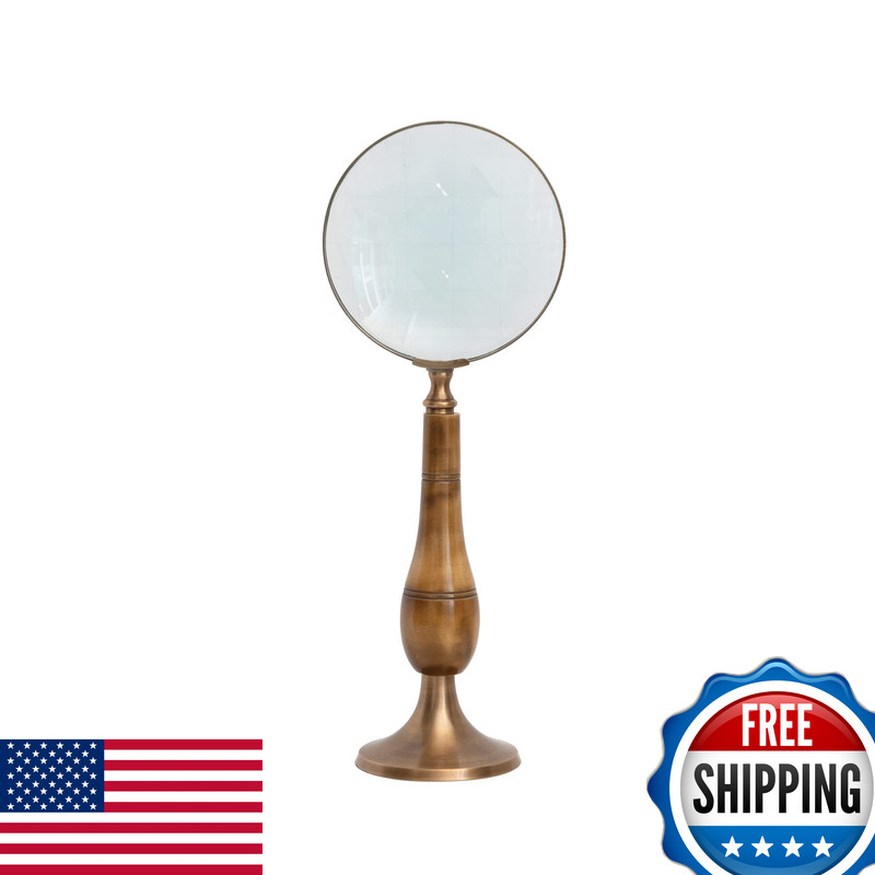 Creative Co-Op Vintage Brass And Bone Magnifying Glass Multicolor Df7472