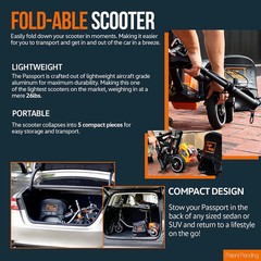 SuperHandy Mobility Scooter – Foldable, Weighs only 35 lbs, 6.5 Mile Range, 48v