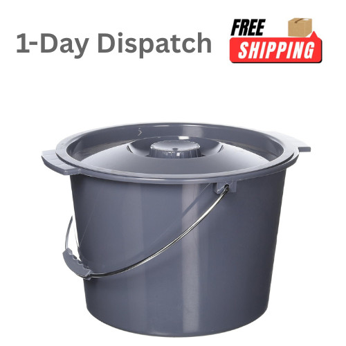 Medline Commode Bucket with Lid and Handle – 12 Quart Replacement