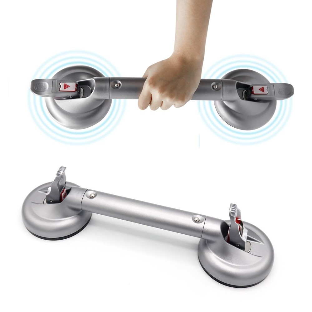 Suction Grab Bar 17 Inch Silver Max 270lbs Load Capacity – Non-Slip Grip