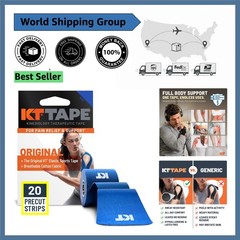 Kinesiology Athletic Tape – 20 Count Precut 10” Cotton Strips, Blue