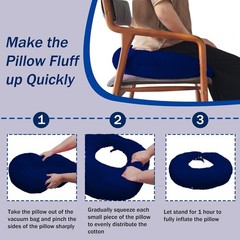 Portable Dark Blue Donut Pillow for Women – Ideal for Butt Surgery Recovery