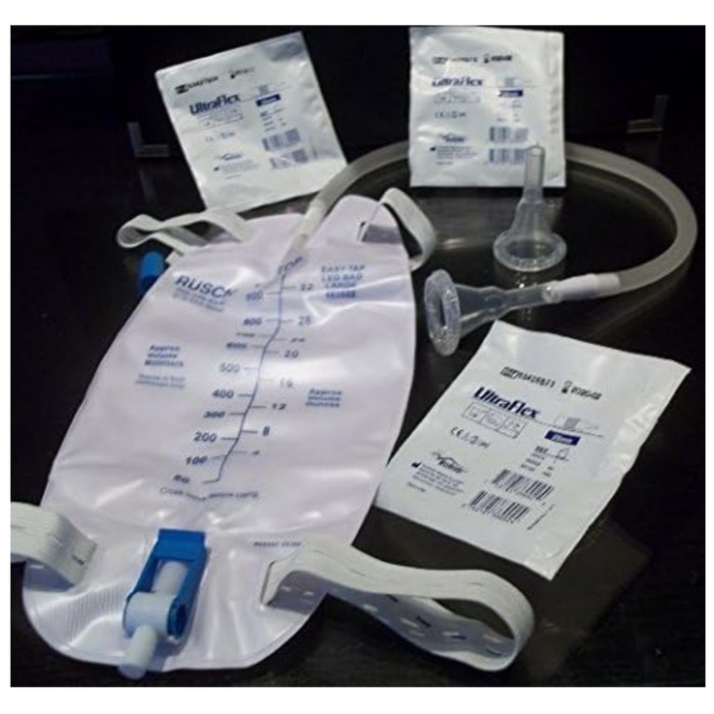 Complete 1-Week Urinary Incontinence Kit: 7 Self-Seal Catheters + Leg Bag 1000ml