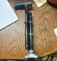 HurryCane Folding Self-Standing Walking Cane Adjustable Height Black/Gray Bag