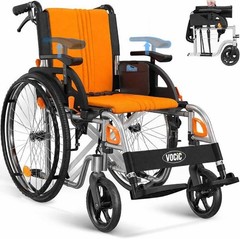VOCIC U32 Ultra Lightweight Wheelchair Orange Folding Transport Chair NEW NIB