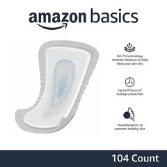 Amazon Basics Incontinence Guards for Men Maximum Absorbency 104 Count 2 Pack