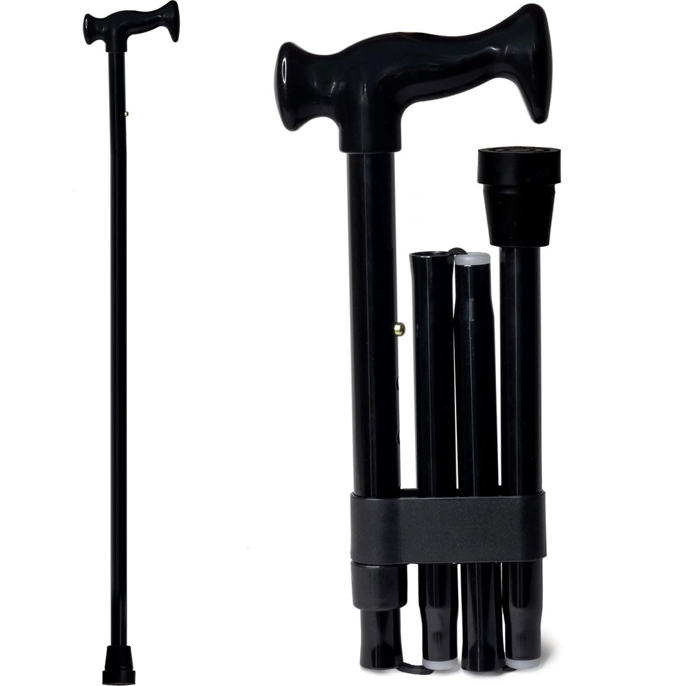 DMI Adjustable Folding Cane with Ergonomic Handle, Pack of 1, Black