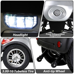 800W 4-Wheel Heavy Duty Mobility Scooter for Adults & Seniors 31 Miles 3-Speed