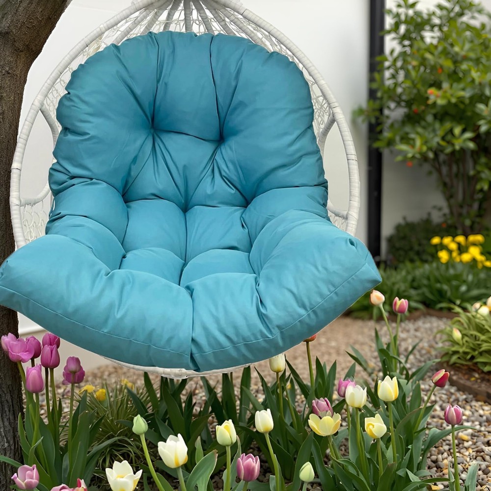 Wicker Egg Chair Cushion Replacement for Outdoor 47″L*35″W*3.5″T, Blue