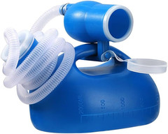 Male Urinal Bottle 68 OZ Portable Urinals for Men 59″ Long Hose with Lid (Blue)