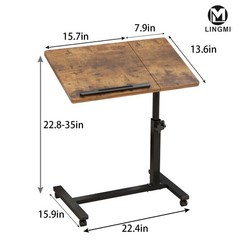 Overbed Bedside Desk Mobile Rolling Laptop Stand Tilting Overbed Table with W…