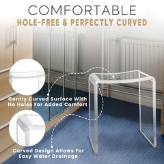 Acrylic Shower Bench for Inside Shower Stool – Non Slip – 300 lbs – 17″ H – I…