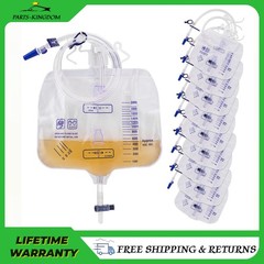 10Pcs Urinary Drainage Bag 2000ml Capacity with Anti-Reflux Chamber Tube Hook