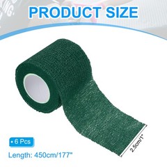 Pack of 6 1″ x 177″ Self Adhesive Bandage Wrap Elastic Self Tape Dark Green