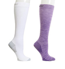 Copper Fit Womens Knee-High Compression Socks 2-pack, Purple/White , XXL/XXXL