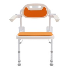 Folding Shower Chair Wall Mounted W/backrest Height Adjustable Nursing Bath Seat