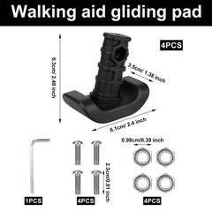 6pcs Walker Ski Glides Replacement Feet Accessories for EZ Fold-N-Go & Able Life