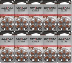 Rayovac Extra Hearing Aid 312 Size batteries Zinc air 30 – 240 cells- Exp-2028
