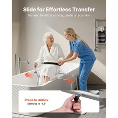 Uimoso Sliding Shower Chair with Cut-Out Seat and Backrest, Supports 400 lbs