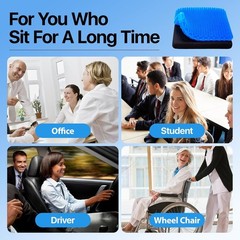 Large Gel Seat Cushion for Office, Home & Car – Blue, 18.9×17.7×1.6in