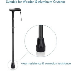 Cane Tips 7/8 Inch Black Natural Rubber Metal Reinforced Pack of 2 Replacement
