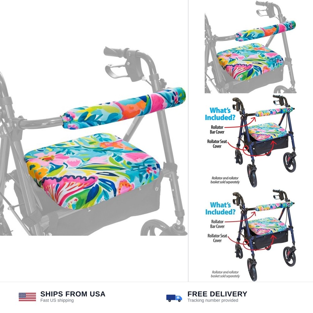 Top Glides Universal Rollator Walker Seat and Backrest Covers (Butterflies)