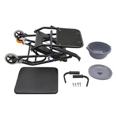 Foldable Shower Chair with Wheels 4-in-1 220.46lbs Rolling Bath Seat Black