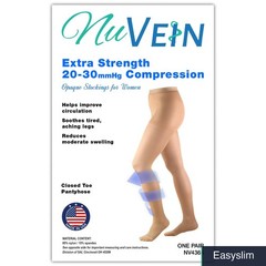 Women’s Compression Pantyhose 20-30 mmHg Opaque Microfiber Beige Small