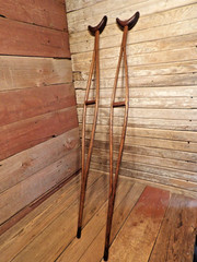 Vintage Antique Wood Crutches Pair 50 Inches Primitive Early 1900s WWI Era