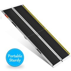 8ft Aluminum Multi-Folding Wheelchair Scooter Mobility Ramp Portable Non-Slip