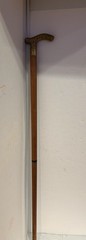 Vintage Wood & Solid Brass Derby Scroll Cane Walking Stick 35″ # 7196