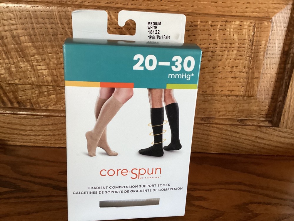 Gradient Compression Support Socks by Therafirm 20-30 mmHg. – Medium – White