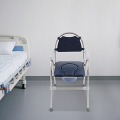 Commode Chair for Seniors Folding Toilet Stool Set W/ Padded Seat Plate & Bucket