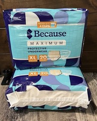 Set Of 2 Because Overnight Protective Underwear Postpartum 20 Count 40 Total XL