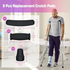 Crutch Pads, Padding for Walking Arm Crutches, Hand Grips and Feet Caps, Rubb…