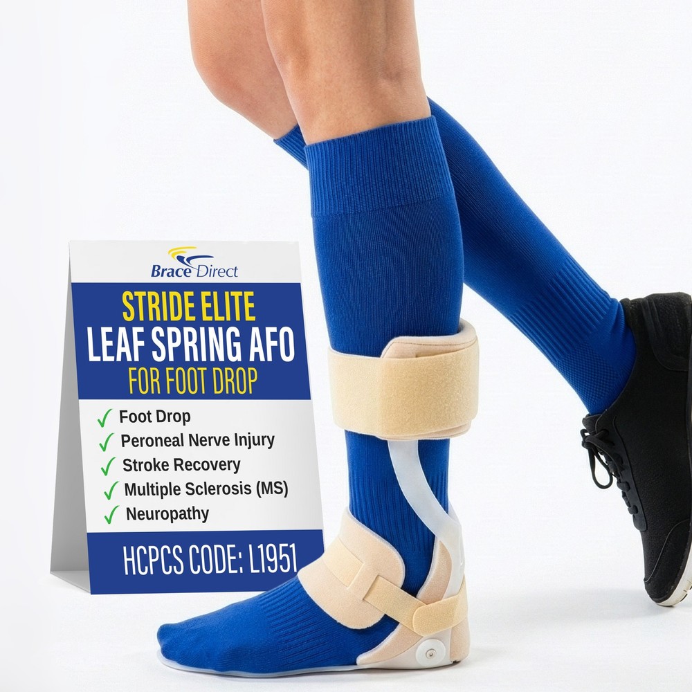 StrideElite Leaf Spring AFO Foot Drop Brace Lightweight Dorsiflexion Support