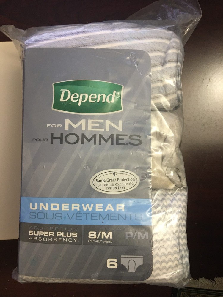 2009 Depend Underwear for Men Super Plus Small/Medium 6 Count Patterned
