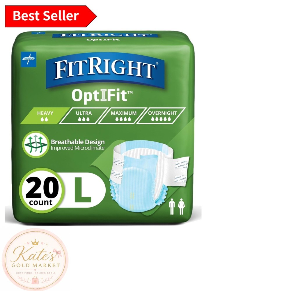 Super Absorbent Adult Diapers, Large Size, 20 Count – Unisex Incontinence Briefs