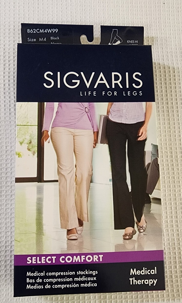 Sigvaris Cotton Knee High Black 862CM4W99 20-30mmHg Compression