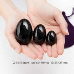 Black Obsidian Eggs 3-PCS Set – Handcrafted Gemstone Eggs with Smooth Polishe…