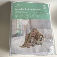 SOLOSHINE Reusable Washable Leakproof Underpads 34x52in 4 Pack White
