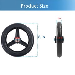 6-Inch Replacement Wheels for Rollator Walker, Wear-Resistant PU Tires, All Terr