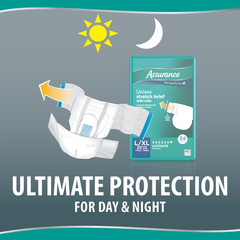 2 Pack Assurance Stretch Briefs With Tabs L XL 34 Count Unisex Adult