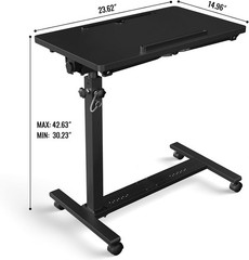 Adjustable Overbed Bedside Table Rolling Hospital Bed Laptop Desk With Wheels