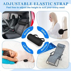 Wenqik 2 Pcs Lumbar Support Pillow Roll Lower Medium, Black
