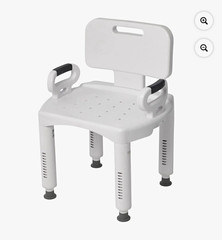 Drive Shower/Bath Chair Backrest Padded Arms Non-Slip Adjustable Height White