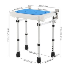Rectangular Shower Folding Seat For Wall Mounting, Height-adjustable Shower Seat
