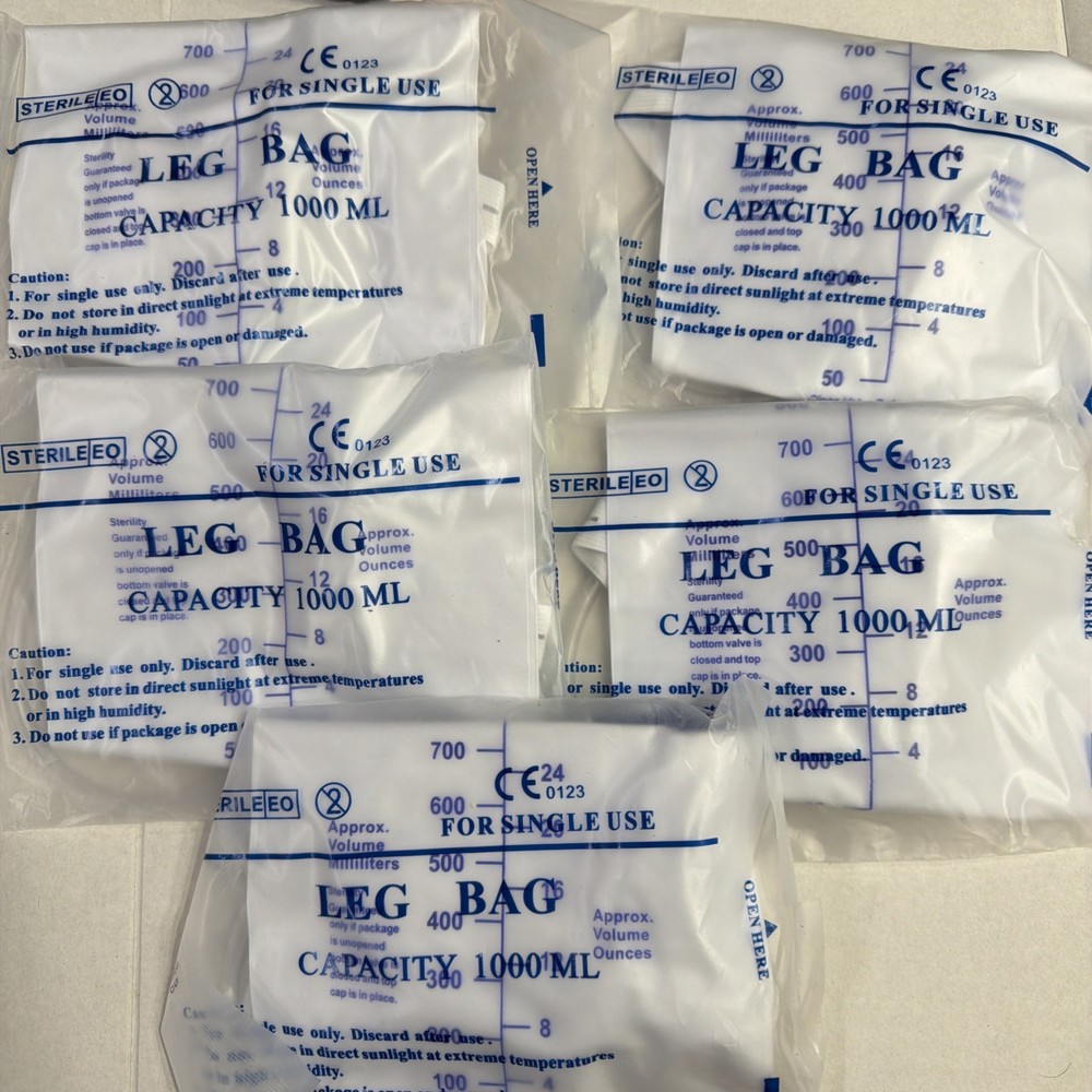 5 Pack 33.8oz/1000ml Leg Bag Urinary Drainage Bag with Cloth Straps,Leg Catheter