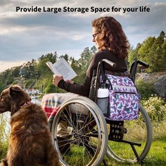 ZHCHG Wheelchair Bags, Backpack with Cup Large, Purple butterfly