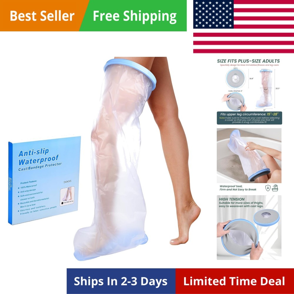 Shower Watertight Foot Protector,Extra Wide Full Leg Cast Cover, Adult Leg Ca…